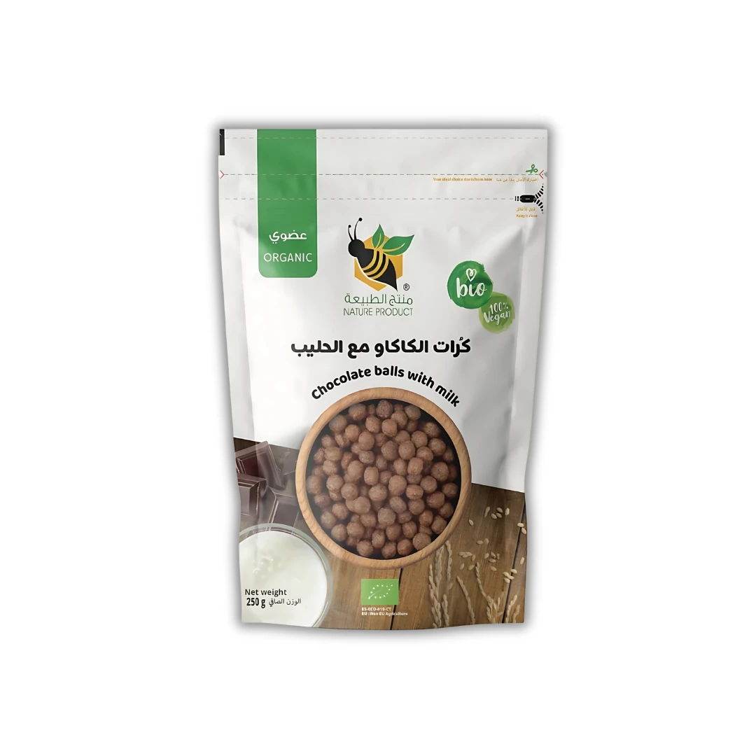 كرات الشوكولاتة المقرمشة العضوية من منتج الطبيعي
